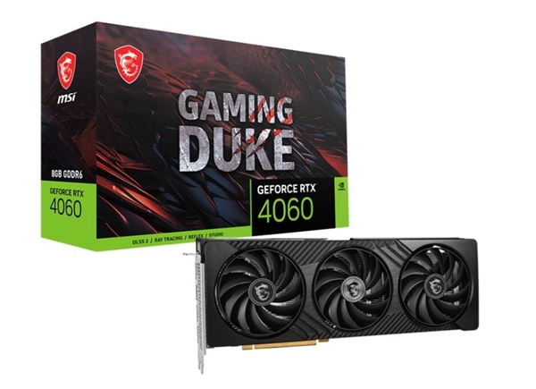 微星推出RTX 4060 8G DUKE 3X暗黑龍爵顯卡：純黑外觀、加入碳纖維飾紋
