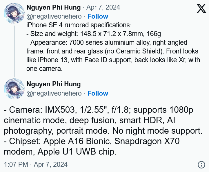 內(nèi)存大驚喜！iPhone SE4配置曝光：蘋(píng)果這誠(chéng)意
