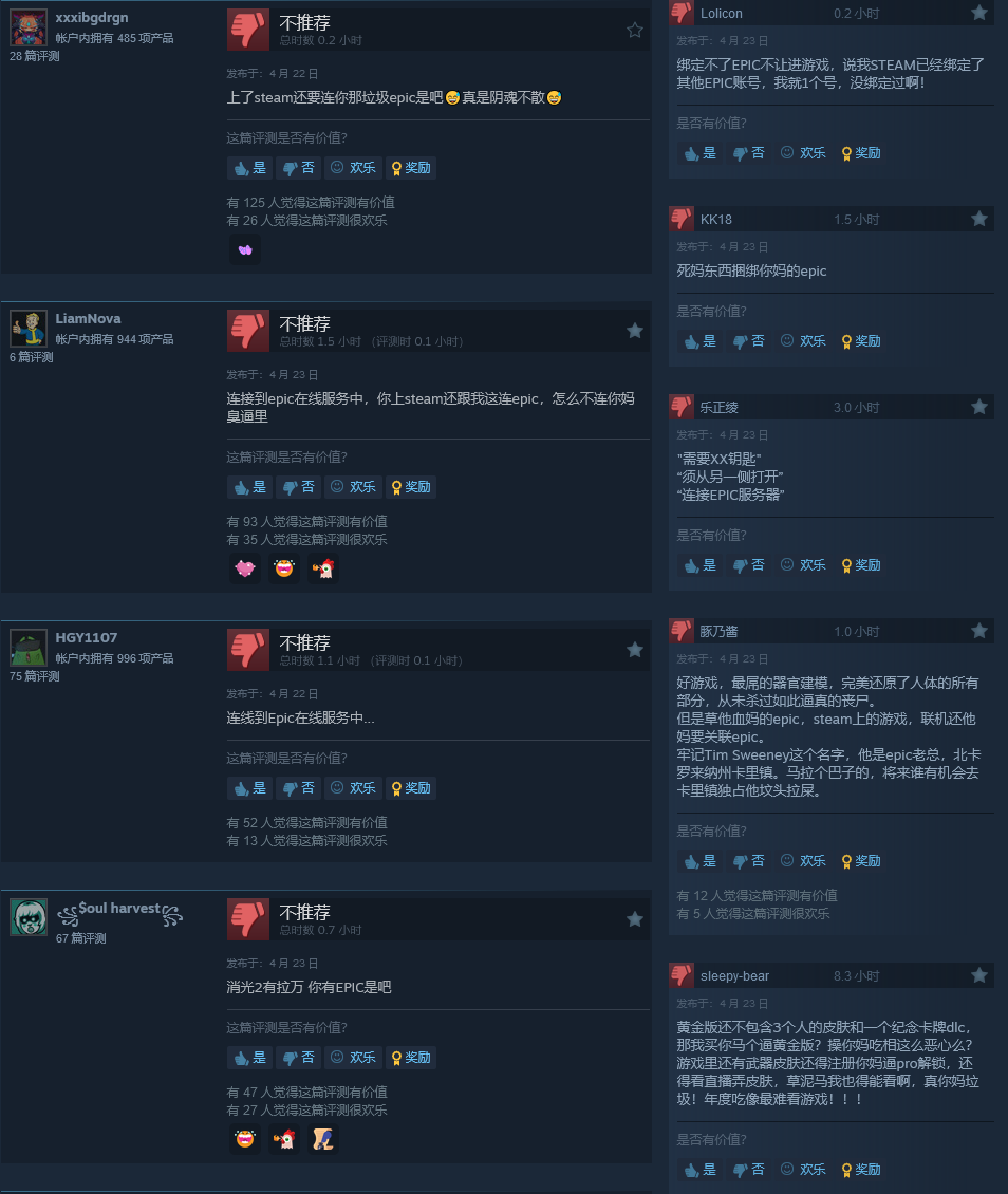 《死亡島2》Steam獲褒貶不一：強(qiáng)制連Epic服務(wù)器