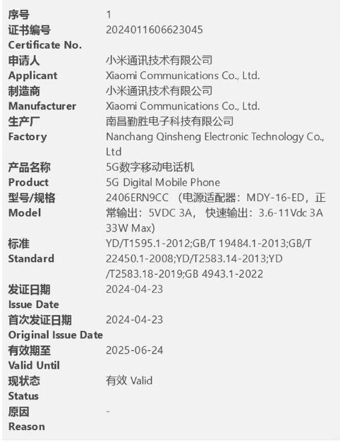 百元小金剛！Redmi 13 5G手機(jī)通過3C認(rèn)證：支持33W充電
