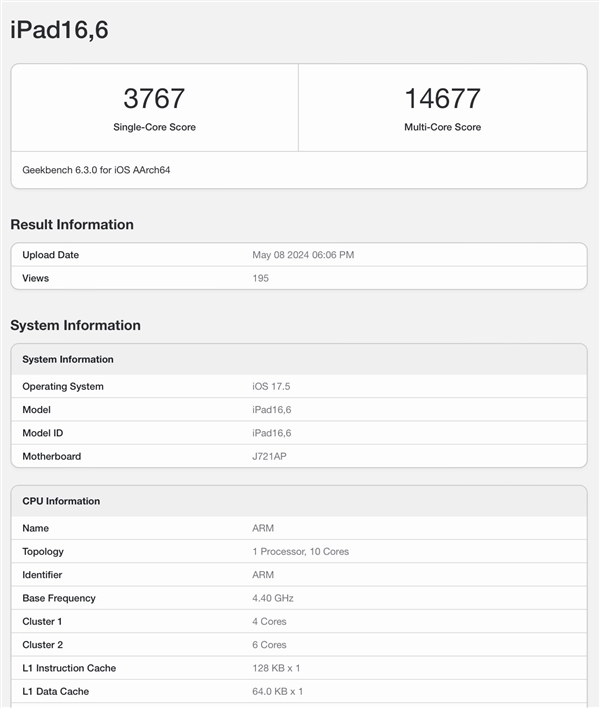 iPad Pro全球首發(fā)！M4跑分公布：多核成績突破1.4萬