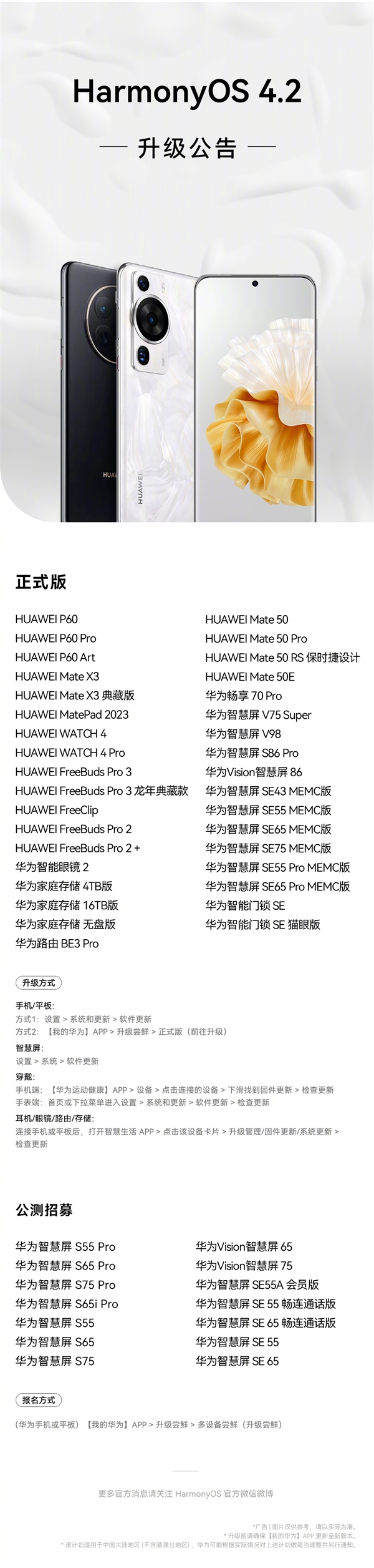 流暢如新！華為P60、Mate 50等35款設(shè)備宣布升級HarmonyOS 4.2正式版