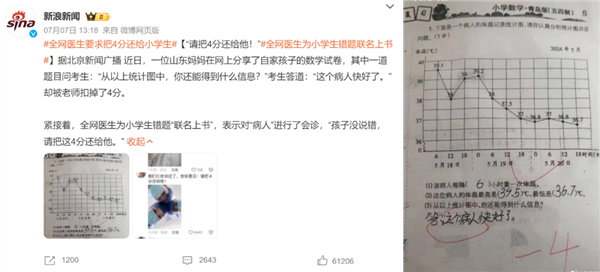 小學(xué)生數(shù)學(xué)被扣4分引全網(wǎng)醫(yī)生討論 到底該不該扣？