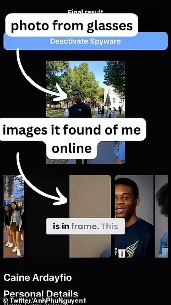 哈佛學生爆改智能眼鏡 看一眼就能人肉你：姓名住址一目了然